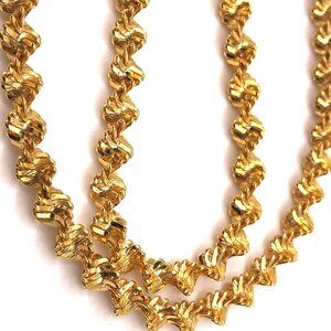 Vintage Premier Designs Yellow Gold Tone Spiral Rope Long Necklace 28"